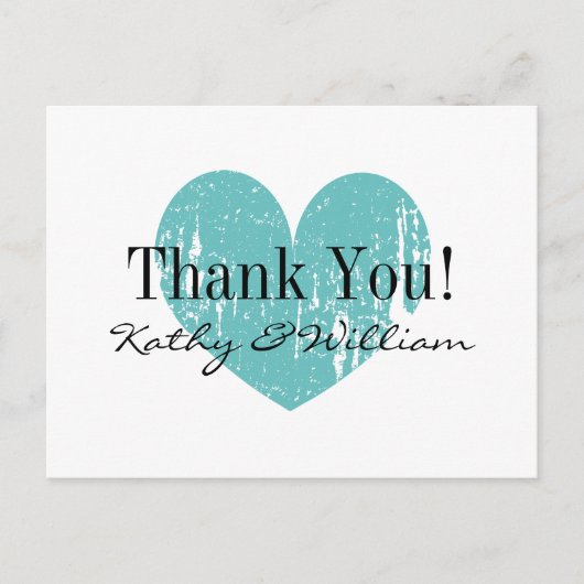Turquoise vintage coeur mariage merci cartes (Devant)