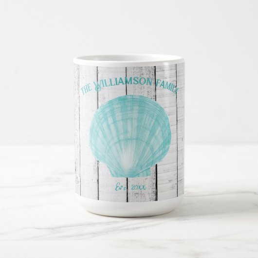 Turquoise Vintage Pétoncle de café Mug (Centre)