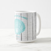 Turquoise Vintage Pétoncle de café Mug (Devant droit)