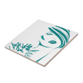 Turquoise Vintage Vrouwen Gezicht Tegeltje (Zijkant)