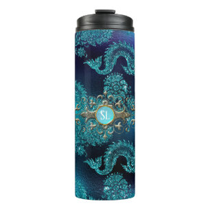 Turquoise Vintage Zeemeermin Thermosbeker