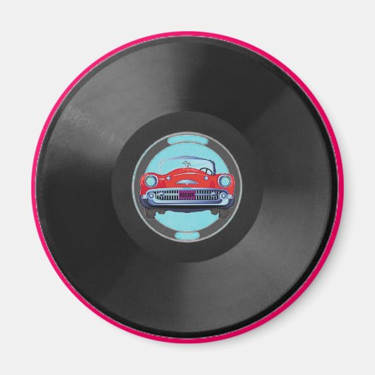 Turquoise, vinyl-record1, auto magneet (Voorkant)