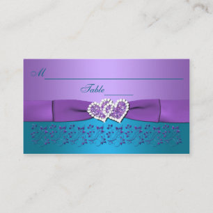 Turquoise, Violet, Cartes Mariages Coeurs