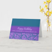 Turquoise Violet Fille en droit Carte d'anniversai (Fleur jaune)