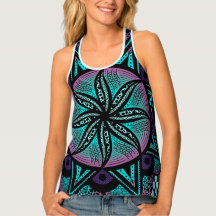 Turquoise violet Ombré Mandala Débardeur à fleurs