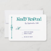 Turquoise Violet Typographie Mariage Cartes RSVP (Devant)