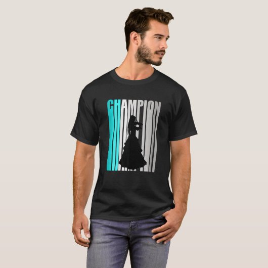 Turquoise Viool Kampioen Retro Design Orchestra V T-shirt (Voorkant volledig)