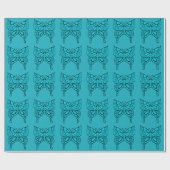 Turquoise Vlinder Inpakpapier (Vlak)