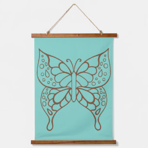 Turquoise Vlinder Kunst Tapijt Hangend Wandkleed