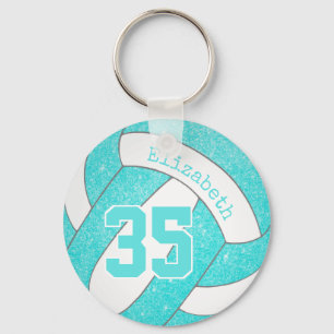 turquoise volleyball bag label w jersey number sleutelhanger