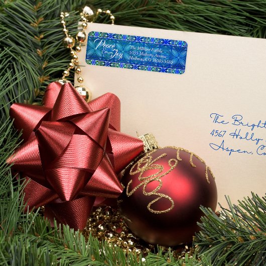 Turquoise Vrede & Plezier Kerstmis Etiket