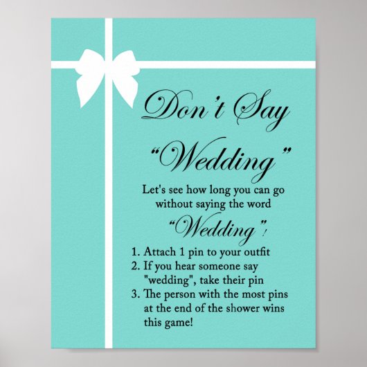 Turquoise Vrijgezellenfeest Game Sign Aqua Poster (Voorkant)