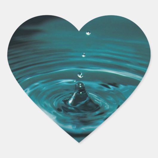 Turquoise Water Drop Hart Sticker (Voorkant)