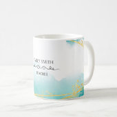  turquoise waterverf abstract modern koffiemok (Voorkant rechts)