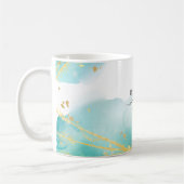  turquoise waterverf abstract modern koffiemok (Links)