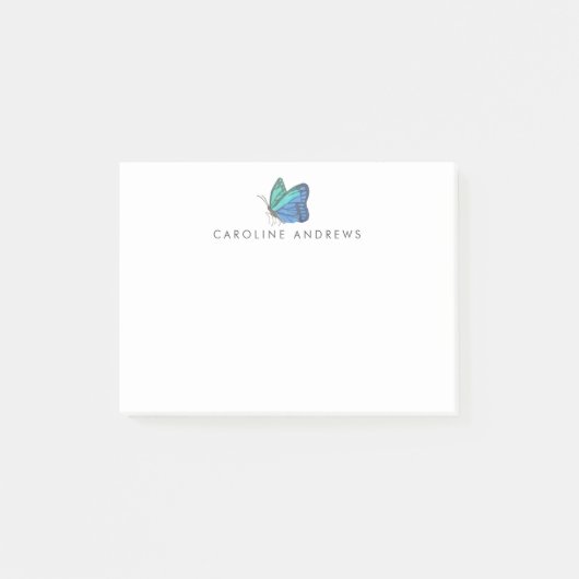 Turquoise Waterverf Butterfly Personalized Post-it® Notes (Voorkant)