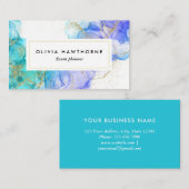 Turquoise Waterverf en Goud Visitekaartje (Voorkant / Achterkant)