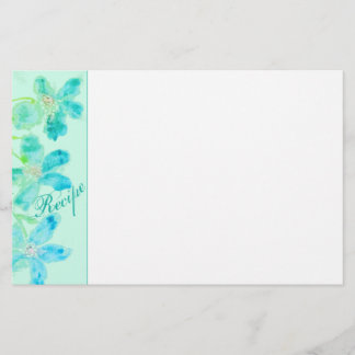 Turquoise Waterverf Floral Briefpapier