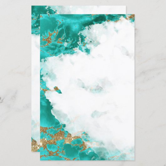 Turquoise Waterverf Geode Blank Stationery (Voorkant / Achterkant)