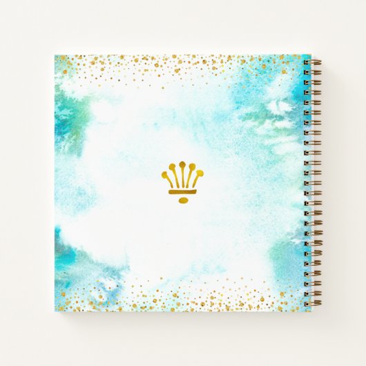 Turquoise Waterverf Gold Quinceañera Guest Book Notitieboek (Achterkant)