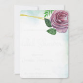 Turquoise Waterverf & Paarse bloemenbruiloft Kaart (Achterkant)