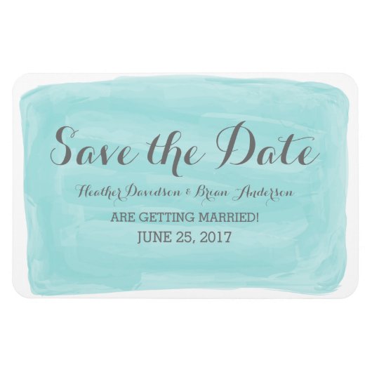 Turquoise Waterverf Save the Date-magneet Magneet (Horizontaal)