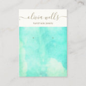 Turquoise Waterverf Sky Earring Display Visitekaartje (Voorkant)