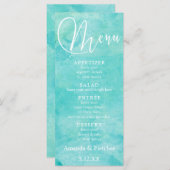 Turquoise Waterverf Typografie Bruiloft Menu 2 (Voorkant / Achterkant)