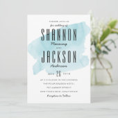 Turquoise Waterverf Wash bruiloft uitnodiging (Staand voorkant)