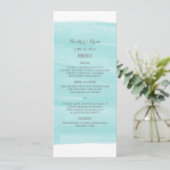 Turquoise Waterverf Wedding Menu (Staand voorkant)