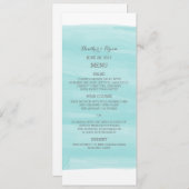 Turquoise Waterverf Wedding Menu (Voorkant / Achterkant)