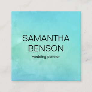 Turquoise Waterverf Wedding Planner Vierkante Visitekaartje