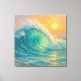 Turquoise Wave - Pastel Painting Style Art Canvas Afdruk