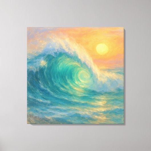 Turquoise Wave - Pastel Painting Style Art Canvas Afdruk (Voorkant)
