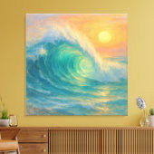Turquoise Wave - Pastel Painting Style Art Canvas Afdruk (Insitu (Woonkamer))