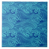 Turquoise Waves Euclidean Pattern Ceramic Tegel Tegeltje (Voorkant)