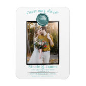 Turquoise Wax Seal Foto Bruiloft Save the Date Magneet (Verticaal)