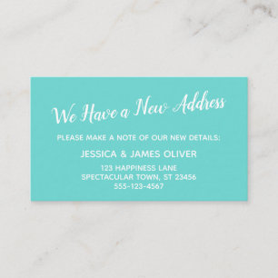 Turquoise We hebben een nieuwe adresafhandelingska Visitekaartje