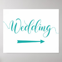 Turquoise Wedding Directions Sign Right Arrow