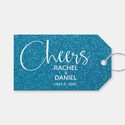 Turquoise Wedding Favor Cadeaulabel (Voorkant (Horizontaal))