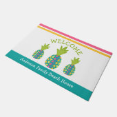 Turquoise Welkom 3 Tropical Pineapple Beach House Deurmat (Schuin)