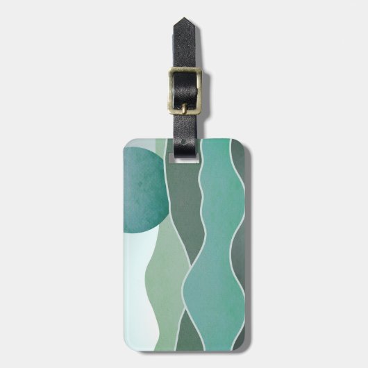 Turquoise wereldlandschap bagagelabel (Voorkant verticaal)