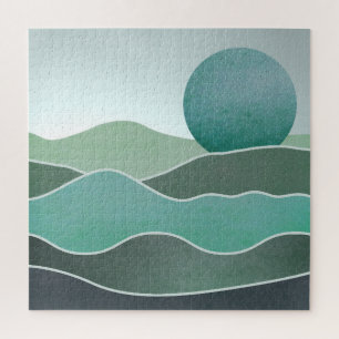 Turquoise wereldlandschap legpuzzel