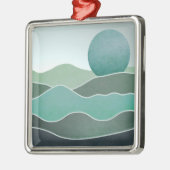 Turquoise wereldlandschap metalen ornament (Links)