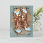 Turquoise Westerne Boots Wedding Invitation Kaart (Staand voorkant)