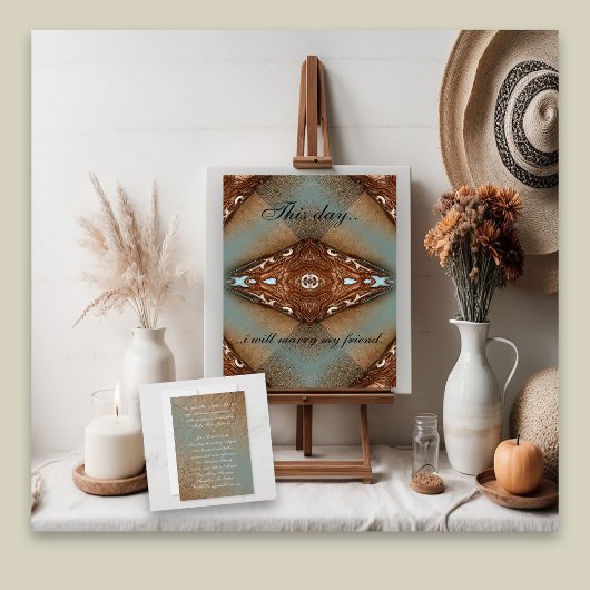 Turquoise Westerne Motif Wedding Kaart