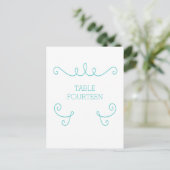 Turquoise Whimsical Flourd Numéro de table Carte p (Debout devant)