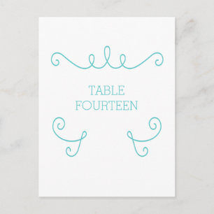 Turquoise Whimsical Flourd Numéro de table Carte p