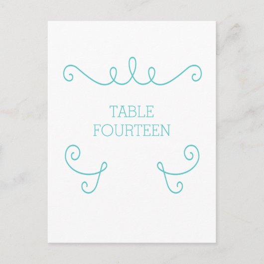 Turquoise Whimsical Flourd Numéro de table Carte p (Devant)