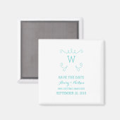 Turquoise Whimsical Flourish Save the Date Magnet (Recto/Verso)